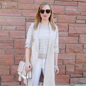 Karl Lagerfeld layered beige & cream striped sweater